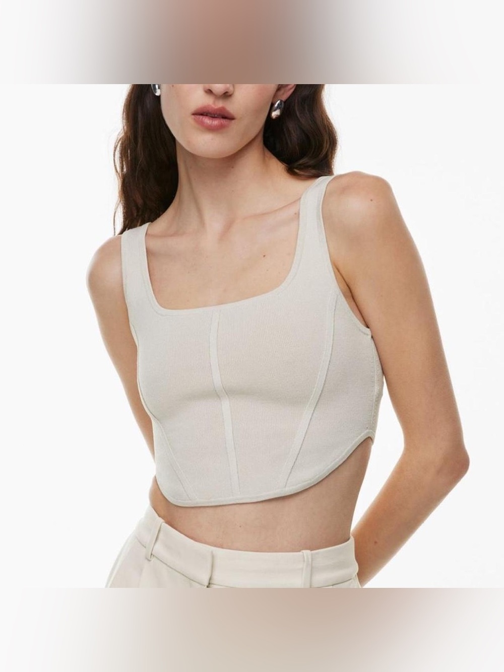 Aritzia Babaton Sculpt Knit Bustier Tank in Matte Pearl